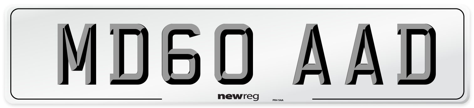 MD60 AAD Number Plate from New Reg